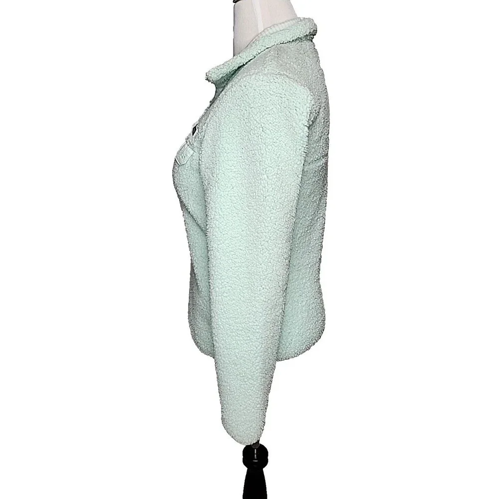 Columbia PFG Women's Mint Green Sherpa Gingham Full Zip Puffy Jacket Size S EUC